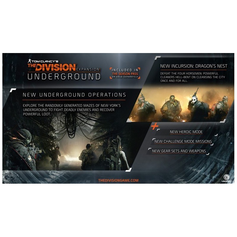 Tom Clancys The Division   Underground DLC XBOX One Kod Klucz